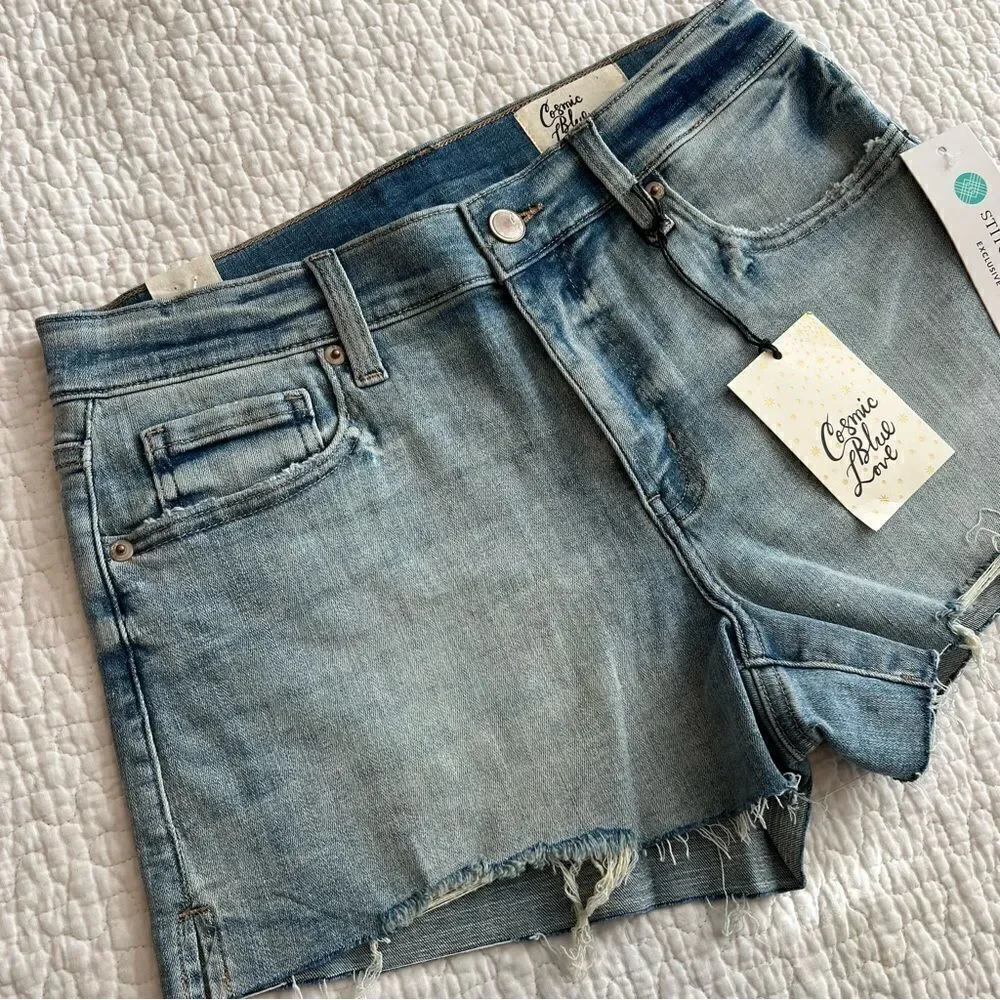 ✨ Cosmic Blue Love Women’s High Rise Cutoff Shorts 28 NWT Stitch Fix - Picture 5 of 11